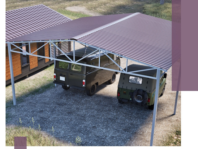 Двускатные навесы под ключ в Орле — изготовление и монтаж